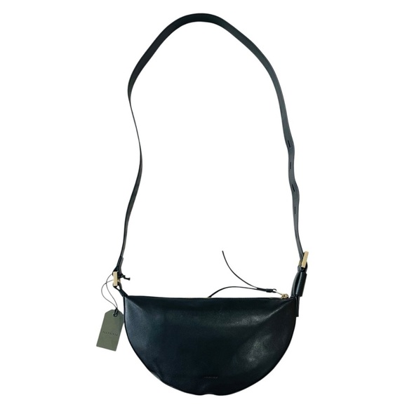 ALLSAINTS Half Moon Eyelet Shoulder Crossbody Bag Black 100% Lamb Leather NEW - Picture 11 of 16